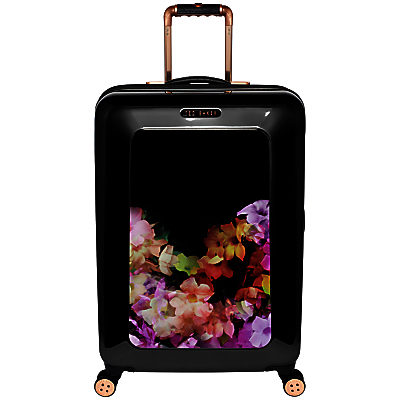 Ted Baker Cascading Floral 4-Wheel 69.5cm Medium Suitcase, Black Ted Baker Cascading Floral 4-Wheel 69.5cm Medium Suitcase, Black